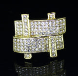 Mens Pinky Ring Iced Cz Band 14k Gold Plated Hip Hop Statement Fashion