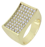 Mens Iced CZ Pinky Ring 14k Gold Plated Concave Design Hip Hop Size 6-12
