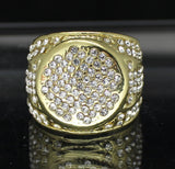 Mens Iced Round Pinky Ring Cz Band 14k Gold Plated Hip Hop Jewelry