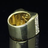 Mens Concave Pinky Ring Icy Cz Band 14k Gold Plated Hip Hop Fashion