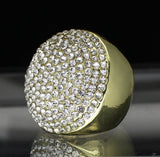 Mens Large Iced Round Pinky Ring Cz Band 14k Gold Plated Hip Hop Fashion