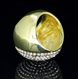 Mens Large Iced Round Pinky Ring Cz Band 14k Gold Plated Hip Hop Fashion