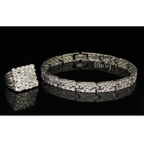 Chunky Mens 2pc Nugget Design Bracelet Ring Set Silver Plated Hip Hop Jewelry