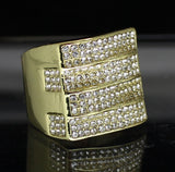 Mens Icy Pinky Ring Cz Band 14k Gold Plated Hip Hop Jewelry