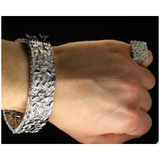 Chunky Mens 2pc Nugget Design Bracelet Ring Set Silver Plated Hip Hop Jewelry