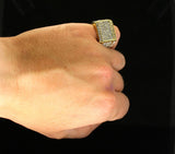 Mens Iced Pinky Ring Cz Band 14k Gold Plated Hip Hop Jewelry