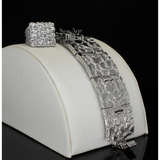 Chunky Mens 2pc Nugget Design Bracelet Ring Set Silver Plated Hip Hop Jewelry