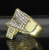 Mens Iced Star Pinky Ring Cz Band 14k Gold Plated Hip Hop Jewelry