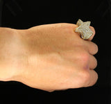 Mens Iced Star Pinky Ring Cz Band 14k Gold Plated Hip Hop Jewelry