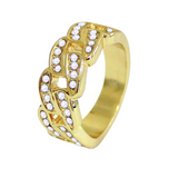 Mens Cuban Link Pinky CZ Ring 14k Gold Plated Hip Hop Jewelry Size 5-12