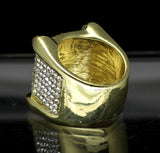 Mens Iced Square Pinky Ring Cz Band 14k Gold Plated Hip Hop Fashion