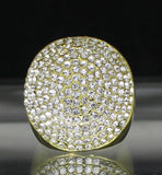 Mens Large Iced Round Pinky Ring Cz Band 14k Gold Plated Hip Hop Fashion