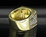 Mens Iced Pinky Ring Cz Band 14k Gold Plated Hip Hop Jewelry