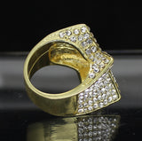 Mens Iced Star Pinky Ring Cz Band 14k Gold Plated Hip Hop Jewelry