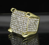 Mens Iced Square Pinky Ring Cz Band 14k Gold Plated Hip Hop Fashion