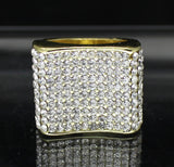Mens Concave Pinky Ring Icy Cz Band 14k Gold Plated Hip Hop Fashion