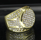 Mens Iced Round Pinky Ring Cz Band 14k Gold Plated Hip Hop Jewelry