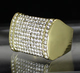 Mens Iced Pinky Ring Cz Rectangle Band 14k Gold Plated Hip Hop Jewelry