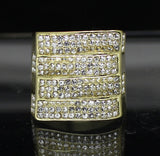 Mens Icy Pinky Ring Cz Band 14k Gold Plated Hip Hop Jewelry