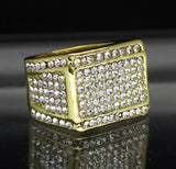 Mens Iced Pinky Ring Cz Band 14k Gold Plated Hip Hop Jewelry