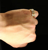 Mens Cuban Link Pinky CZ Ring 14k Gold Plated Hip Hop Jewelry Size 5-12