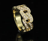 Mens Cuban Link Pinky CZ Ring 14k Gold Plated Hip Hop Jewelry Size 5-12