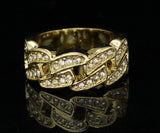 Mens Cuban Link Pinky CZ Ring 14k Gold Plated Hip Hop Jewelry Size 5-12