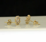 Mens Womens Cz Solitaire 8mm Studs Gold Plated Push Back Iced Fashion Earrings