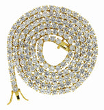 High Quality 1 Row Iced Cz Tennis Chain 14k Gold Plated 30" 4mm Necklace