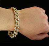 Men's Miami Cuban Link Cz Bracelet 14k Gold Plated 8 inch Hip Hop
