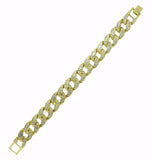 Men's Miami Cuban Link Cz Bracelet 14k Gold Plated 8 inch Hip Hop