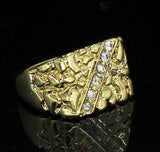 Icy Nugget CZ Pinky Ring 14k Gold Plated Size 5-13 Hip Hop Jewelry