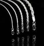 Real Italian Solid Sterling 925 Silver Diamond Cut Rope Chain Unisex Necklace