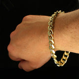 Mens 14k Gold Plated Miami Cuban 10mm Chain Bracelet Set 16"-36"