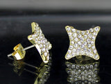 Men Women Star Shape CZ Earrings Iced 12mm Studs 14k Gold Plated Hip Hop Fashion