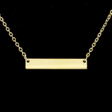 Women Stainless Steel Classic Name Bar Gold Plated Pendant Necklace