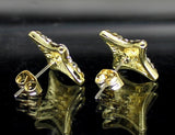 Men Women Star Shape CZ Earrings Iced 12mm Studs 14k Gold Plated Hip Hop Fashion