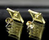 Men CZ Earrings Kite Iced  12mm Studs 14k Gold Plated Hip Hop Stainless Steel