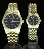 His and Hers Watch Bracelet Set 14k Gold Plated Hip Hop Fashion