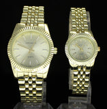 His and Hers Watch Bracelet Set 14k Gold Plated Hip Hop Fashion