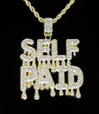 Self Paid Iced Cz Pendant 14k Gold or Silver Plated 24" Necklace Hip Hop Jewelry