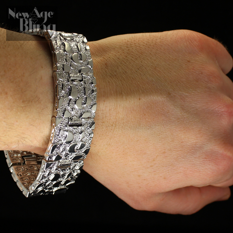 Mens silver 2025 nugget bracelet