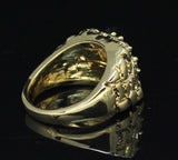 Mens Nugget Pinky CZ Ring 14k Gold Plated Icy Cluster Hip Hop Band