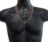 Cuban Curb Link RoseGold Plated StainlessSteel 16"- 30" Men Women Necklace 3-7mm