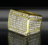 Mens Iced Pinky Ring Cz Band 14k Gold Plated Hip Hop Jewelry