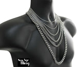 16"-30" Stainless Steel Silver Cuban Curb Chain Men Womens Necklace 3mm -11mm