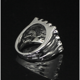 Nugget Square Silver Plated Pinky Hip Hop Fashion Ring Size 6 7 8
