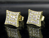 Men Women CZ Earrings Kite 10mm Studs 14k Gold Plated Hip Hop Stainless Steel