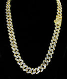 12mm Iced Baguette CZ Square Miami Cuban Link 14k Gold Plated 7"-30" Necklace