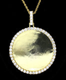 XL Photo CZ Pendant w/ Custom Picture + Glass Gold Plated 24" Rope Necklace